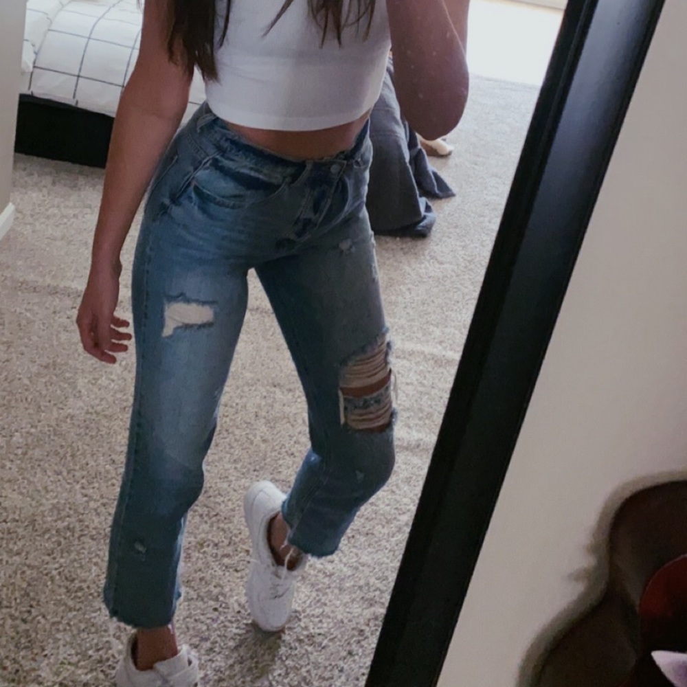 Urban outfitters ripped straight leg jeans